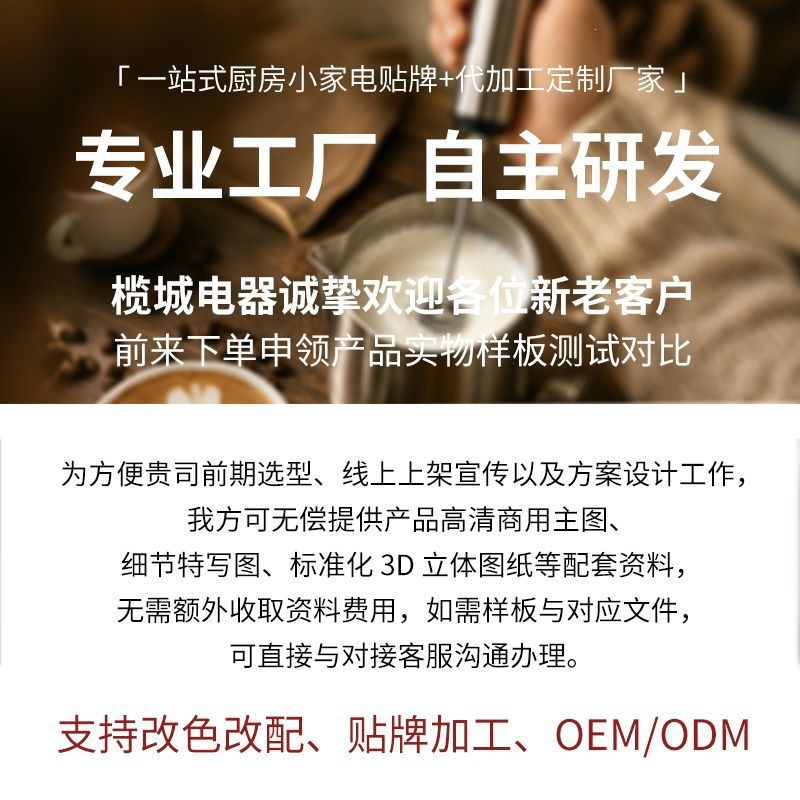 跨境不锈钢电动奶泡器充电手持搅拌器打蛋器咖啡奶泡打发器搅拌棒