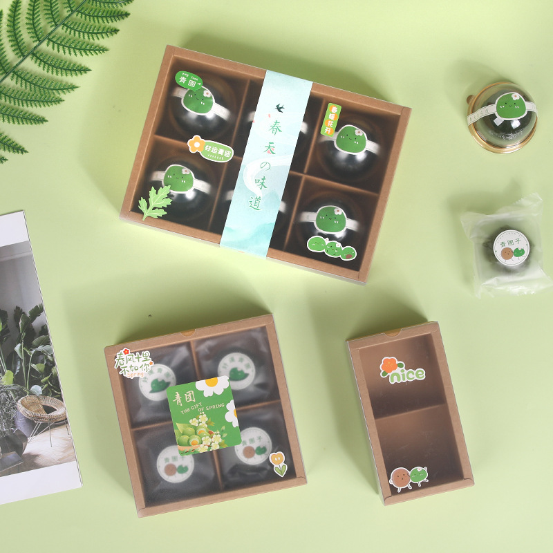 Venta directa bola verde caja de embalaje pegatinas decorativas Qingming sello sellado pegatinas etiqueta larga autoadhesiva película de color redondo