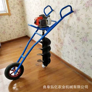 四冲程独轮推车钻坑机旱地大马力螺旋地钻园林植树打桩立柱打孔机
