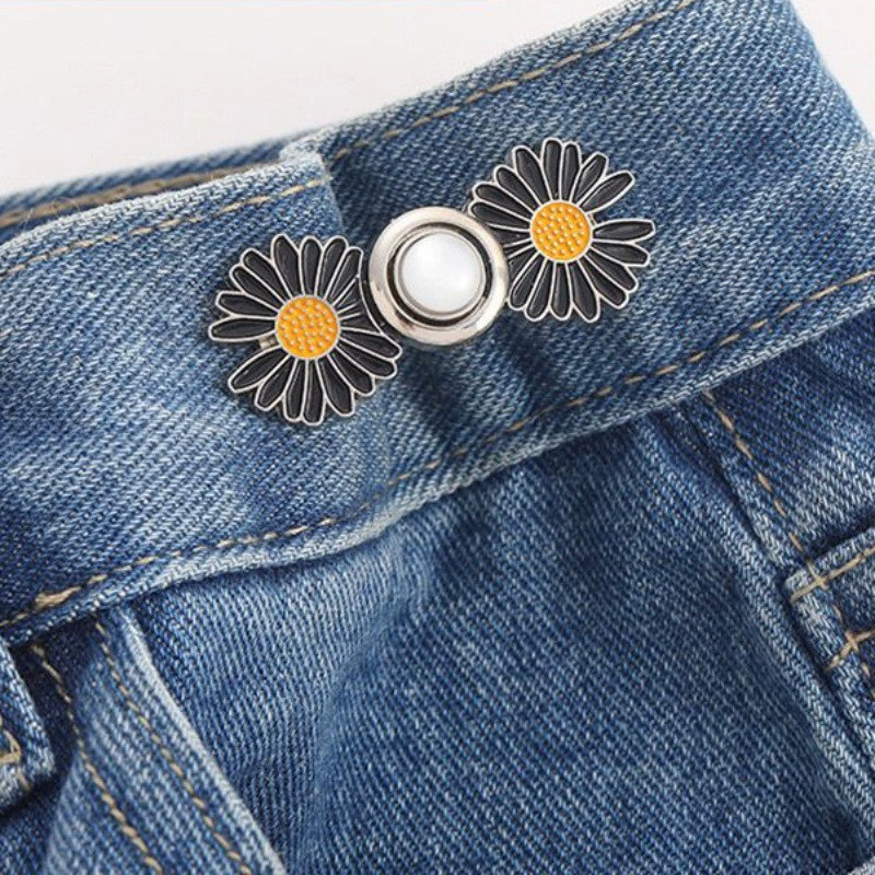 Nail-Free Removable Waist Buckle Pair, Flat-Bottom Seamless Buttons for Pants & Skirts, Assorted Designs