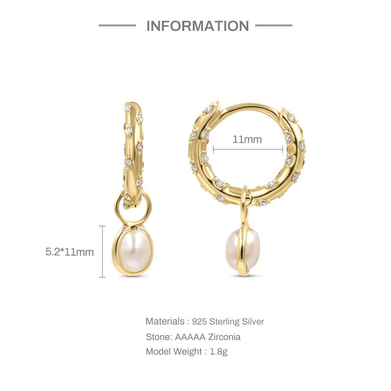 Fashion Geometric Sterling Silver Pearl Plating Artificial Gemstones Earrings