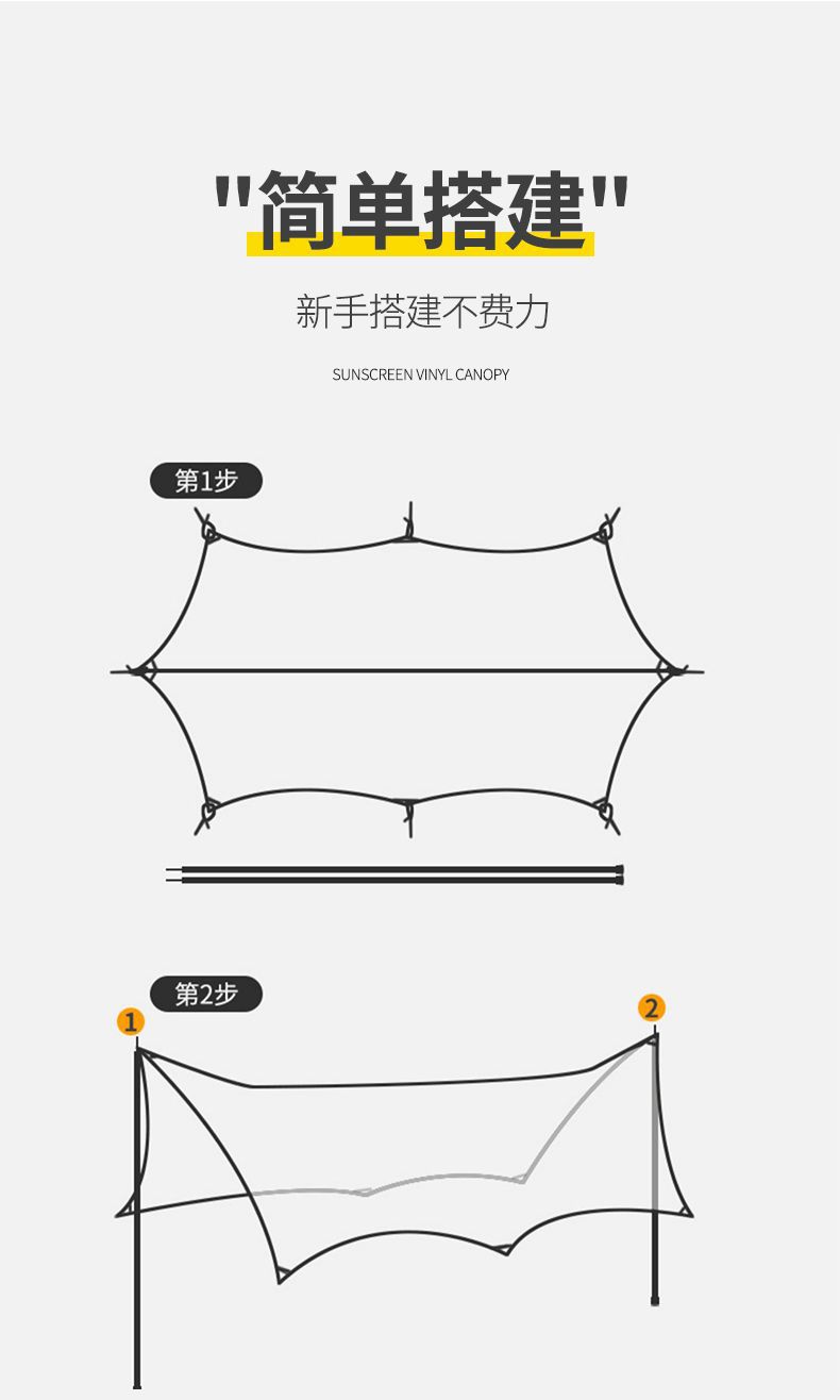 Outdoor Vinyl Canopy Tent Camping Style Picnic Rainproof Sunshade Cloth Picnic Equipment Square Foldableing