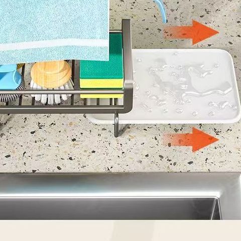 キッチンカウンター排水ラック家庭用パンチフリーラグハンガー壁掛け食器洗いシンク収納ラック|undefined