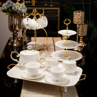 High-end Light Luxury Bone China Coffee Cup Creative Coffee Cup Saucer Flower Tea Cup Pot housewarming gift box packaging