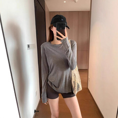 GM823高货真丝羊绒莫代尔 微透不变形不起球显瘦圆领纯色长袖T恤