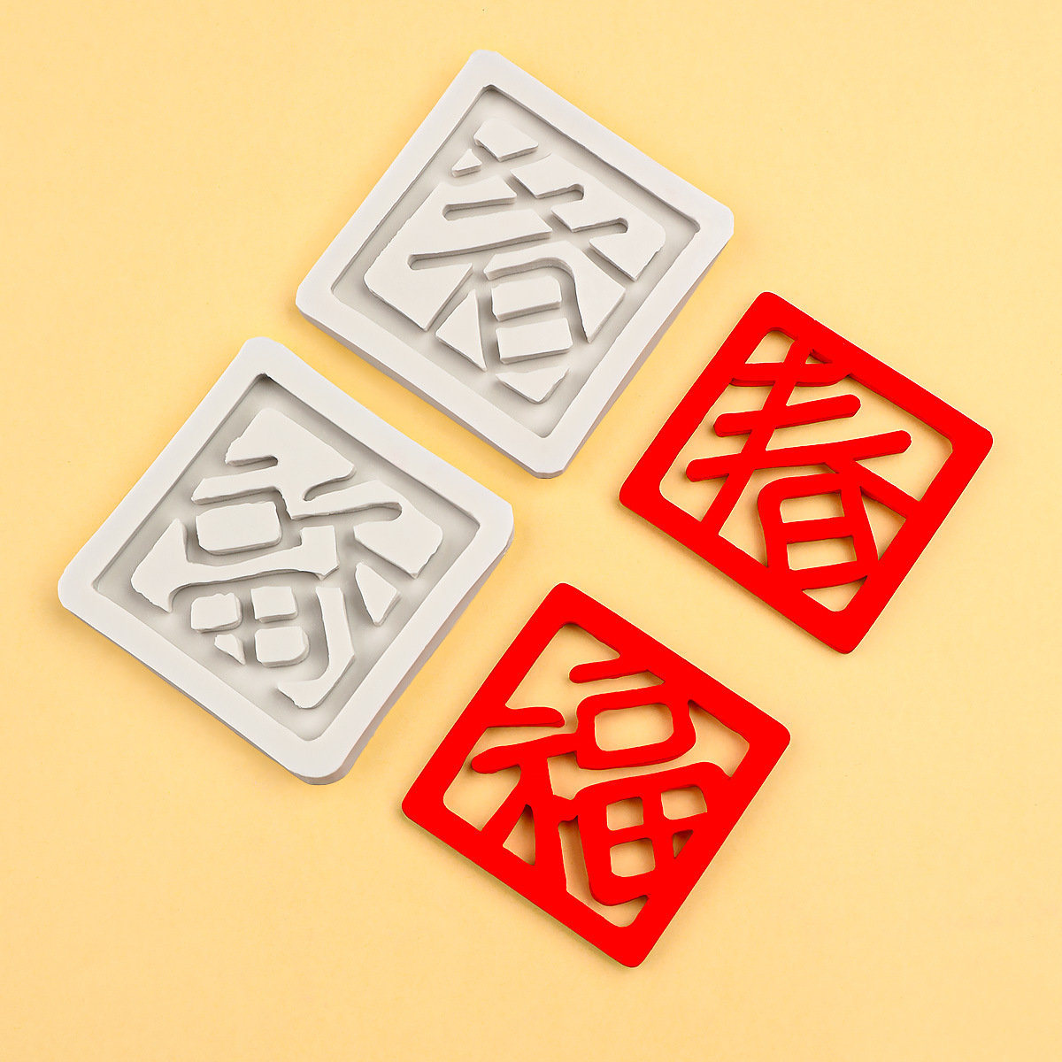Molde de Fondant con Letras Chinas de Silicona Cuadrado para Repostería image 5