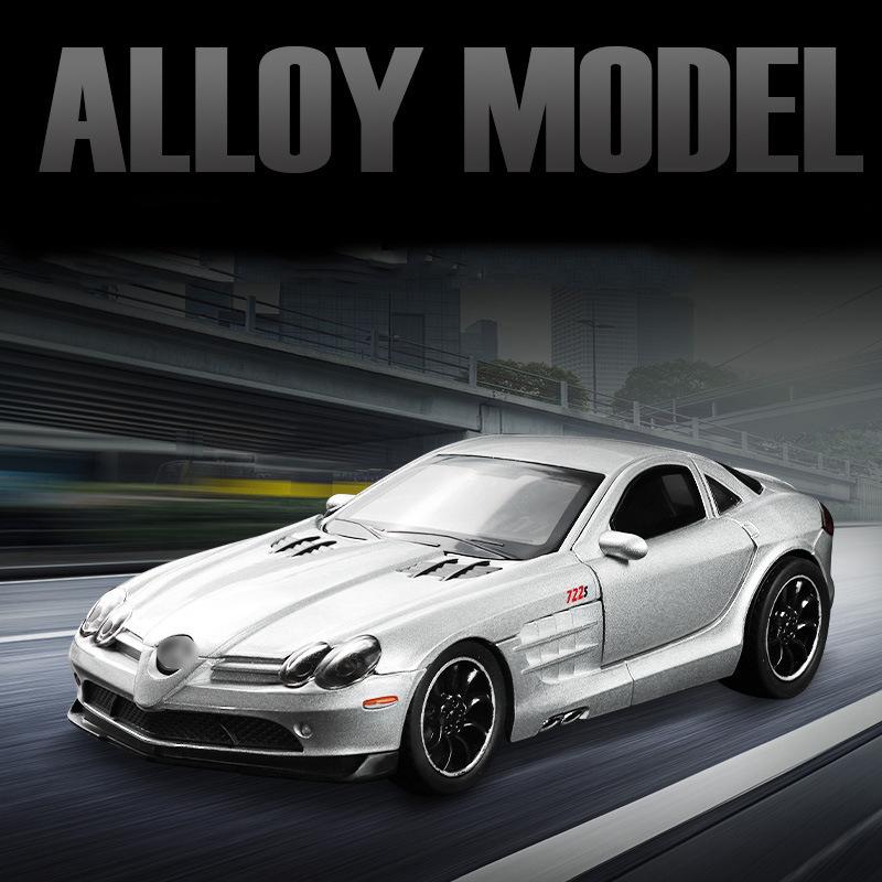 Modelo de Coche Retro 1:32 Mercedes SLR de Aleación con Fuerza de Retroceso y Música, para Colección