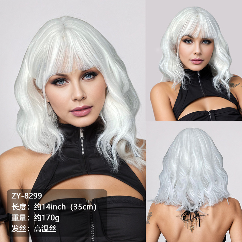 アメリカ北欧中東クロスボーダーホットセールボブヘアフルヘアスタイルショートレディースレッドブラウンヘッドギア|undefined