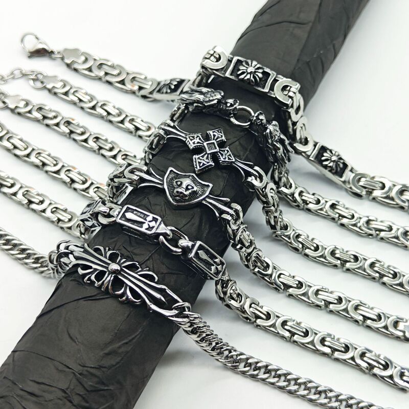 Men's Stainless Steel Bracelet, Non-Fading, Versatile, Trendy Accessory, Simple, Unique, Retro Hip-Hop Accessory