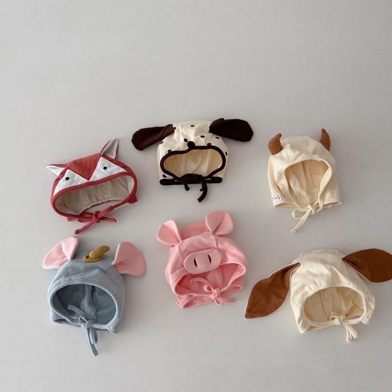 2023 New Cute and Adorable Infant Hats for Boys and Girls, Ear Protection Caps for Autumn and Winter, Pure Cotton Cartoon Newborn Caps