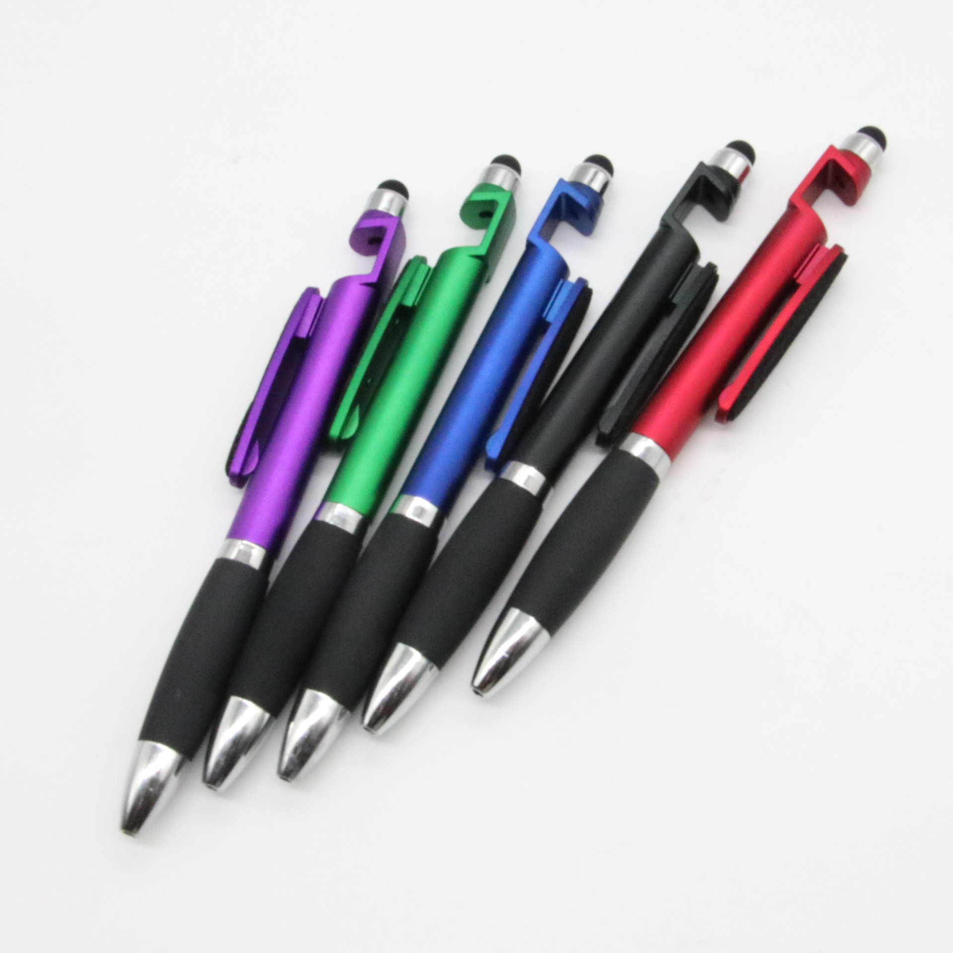 3-en-1 pluma de metal de la lámpara táctil pluma titular del teléfono móvil bolígrafo multifunción láser logo transfronteriza