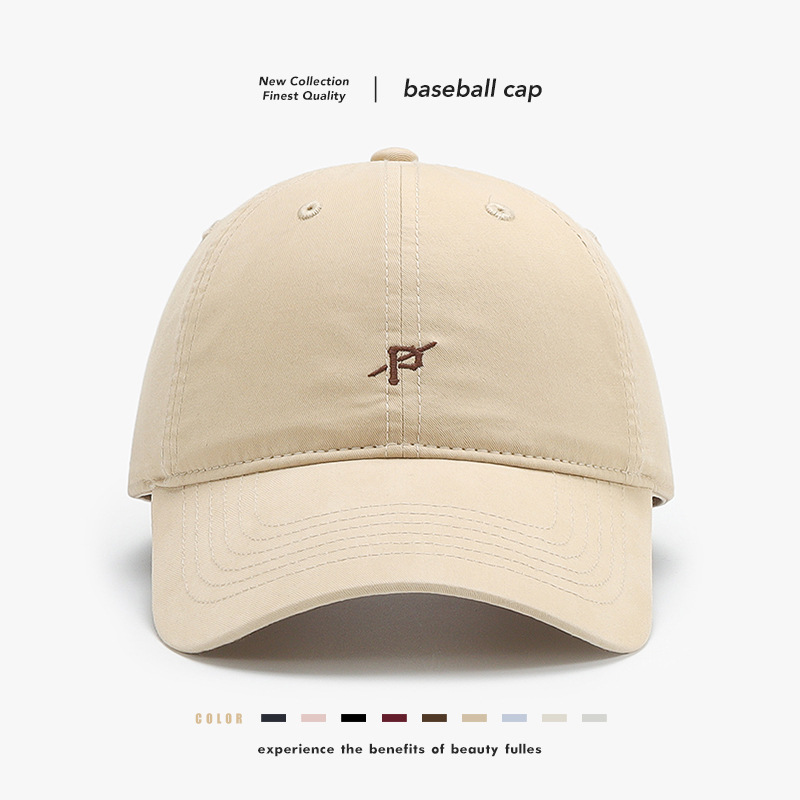 Japanische Baseballkappe für Damen, koreanische Version, schlicht und vielseitig, kleiner Schriftzug, gebogener Schirm._voghion.com