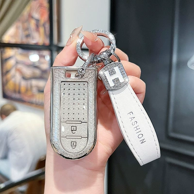 Toyota North Deer Malaysia: Car key bag - beilu-model-a-smart-2-button-crystal-white-single-shell-h-rope-diamond-buckle