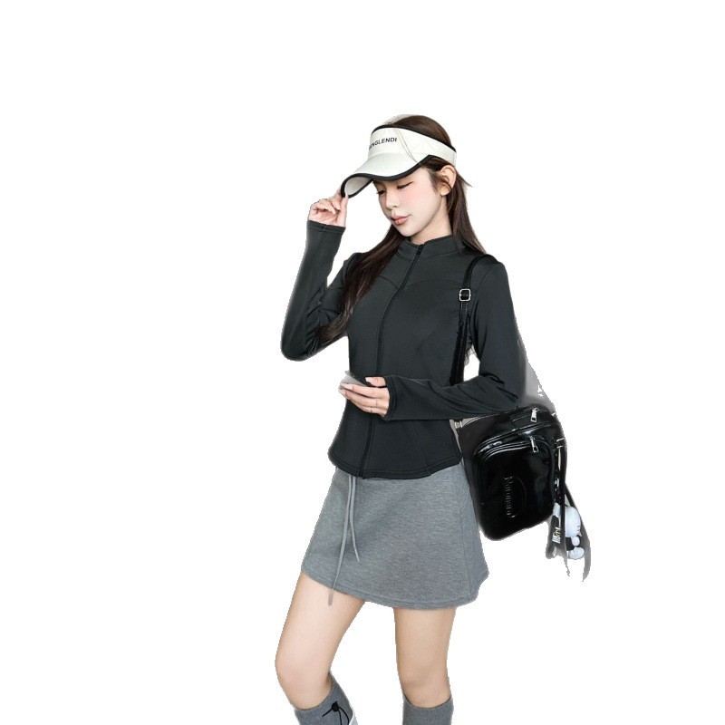 秋冬新款立领瑜伽防风衣外套女石墨烯加绒打底运动服拉链开衫上衣|undefined