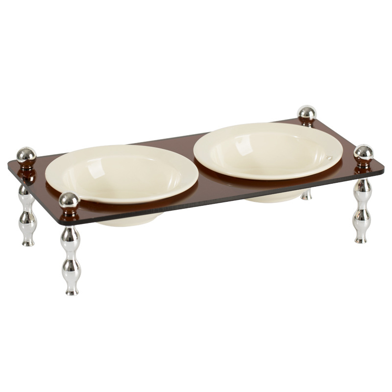 Cerámica francesa tazón para gatos tazón para mascotas pie alto gran capacidad anti derrumbar tazón de alimentos para gatos protector de columna cervical tazón de agua doble tazón para perros