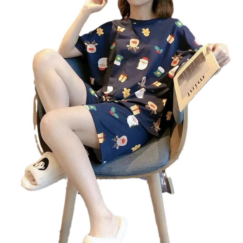 Pijama mujer verano suelto talla grande dulce y lindo estudiante pantalones cortos de manga corta se pueden usar trajes de servicio a domicilio coreanos