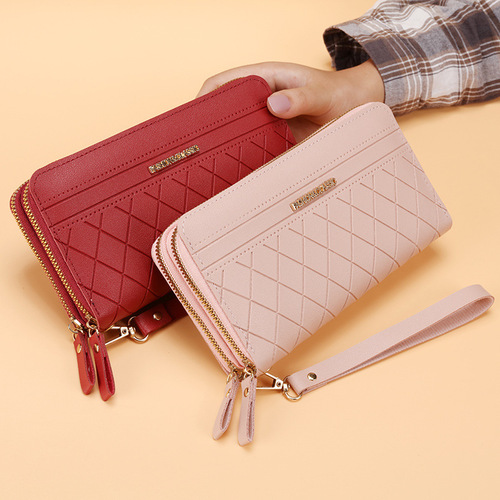  New Women's Long Wallet Korean Style Simple Double Zipper Coin Purse Multiple Card Slots Wallet Card Holder