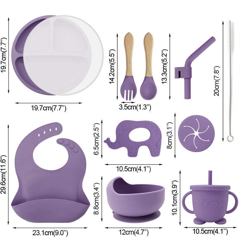 Vajilla de silicona vajilla de bebé cuchara de silicona tazón babero traje materno e infantil necesidades diarias niños suplemento alimenticio vajilla