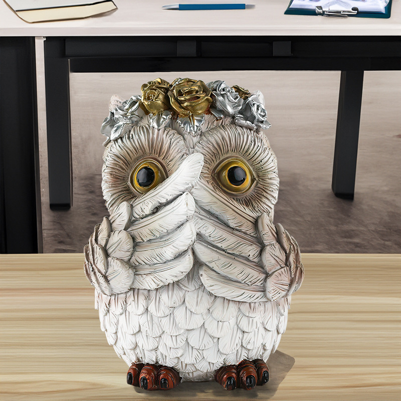  Courtyard Owl Ornaments Garden Resin Small Animals Three Birds Business Gifts