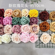 新玫瑰花头 布艺手工花环装饰材料婚庆花墙仿真花头玫瑰花