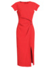 Split buttocks skirt， goddess style， slim waist， shoulder sleeve dress