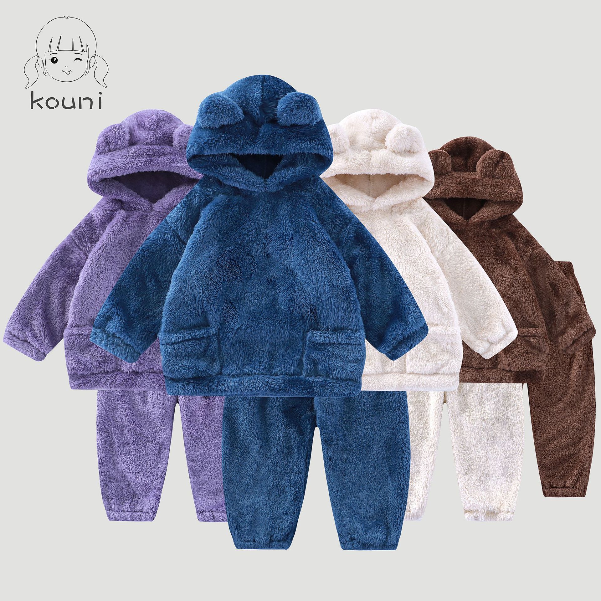 Children's Pajamas New Baby Plush suit Baby High-end Home Clothes Fashion Cute Outer Wear Warm suit