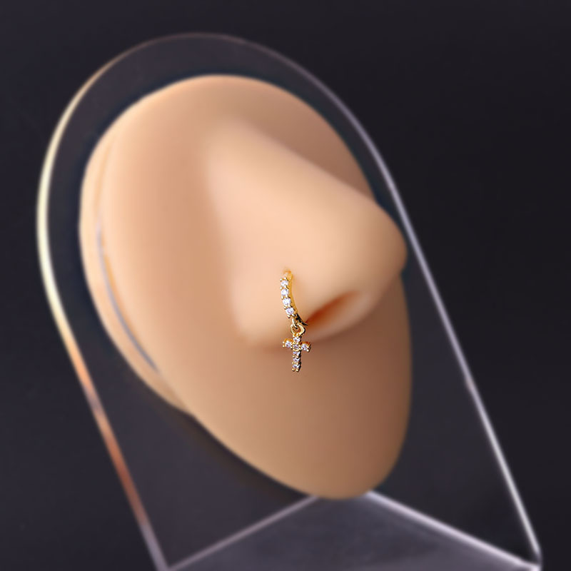 Fashion Style New Nose Ornaments Stars Moon Heart Flowers Cross Zircon Copper Jewelry Nose Pin