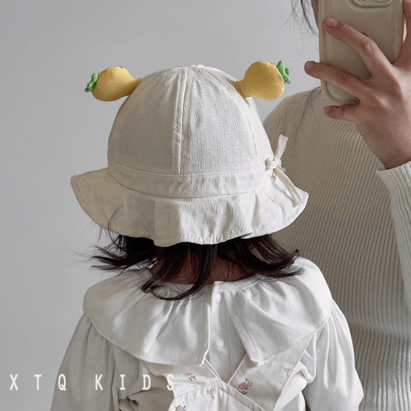 Baby pescador sombrero primavera y otoño delgada fruta de dibujos animados sombrero sombrero para niños sombrero versátil para niños y niñas pequeños meses