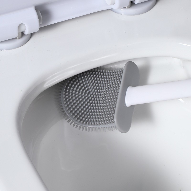 Xiangjia Cross-border nuevo cepillo de inodoro de silicona de varilla desmontable sin ángulo muerto cepillo de limpieza de mango largo cepillo de inodoro montado en la pared para el hogar
