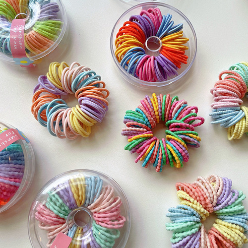 Candy-colored 60-pack children's thumb hair ties that do not hurt hair and tie hair rubber bands, Korean version of sweet baby hair ropes