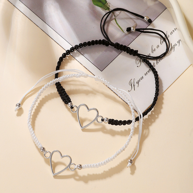 Cross-Border Love Braided Bracelet European and American Simple Alloy Rope Braided Adjustable Friendship Couple Bracelet Manufacturer Wholesale