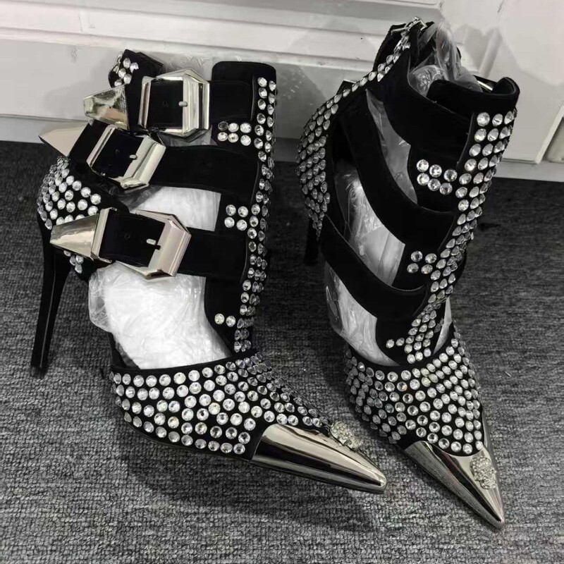 Light Luxury High-Heeled Shoes with Original Sparkling Rhinestones, Sexy Lace-Up Design, Open-Toe Stiletto Heels, Cut-Out Short Boots, Latin Dance Shoes for Export Light Luxury High-Heeled Shoes with Original Sparkling Rhinestones, Sexy Lace-Up Design, Open-Toe Stiletto Heels, Cut-Out Short Boots, Latin Dance Shoes for Export
