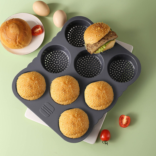 New 4/6/7/8 cake bread mold with round hole baking tool non-stick baking pan silicone burger mold