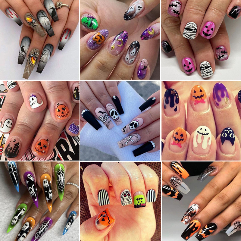 20.24 million Holy Festival Nail Pieces New Bat Nail Art Halloween Wear Nail Pieces Mummy Face Cobweb False Nail 20.24 million Holy Festival Nail Pieces New Bat Nail Art Halloween Wear Nail Pieces Mummy Face Cobweb False Nail