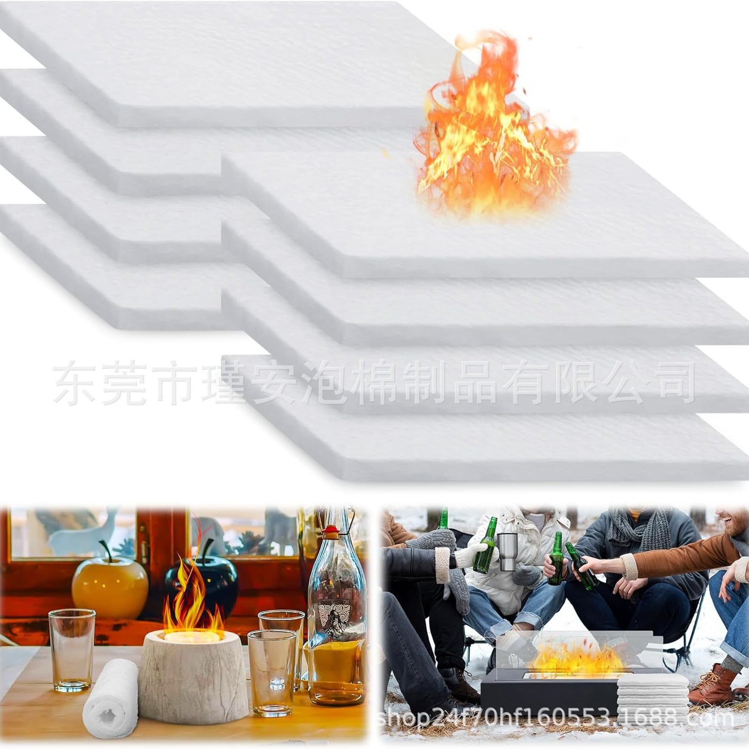 跨境热销 桌面火盆陶瓷羊毛棉芯乙醇酒精壁炉燃料火炕陶瓷纤维毡