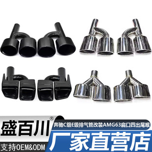 Suitable for Mercedes-Benz C- Class W204 E-Class SLK-Class W212 Exhaust Pipe Modified Titanium Black AMG 63 Flat Port Four-outlet Tail Throat