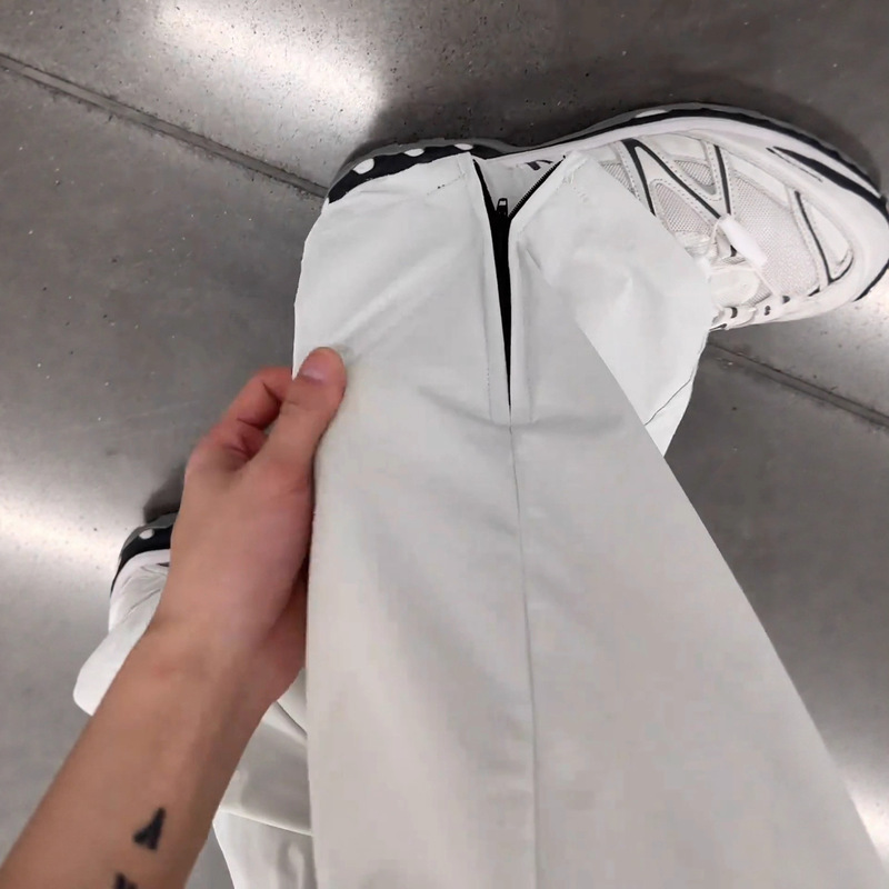 Side Zipper American Style Quick-Dry Pants for Men, Summer Thin Ice Silk Waterproof Outdoor Pants, Straight-Leg Casual Pants
