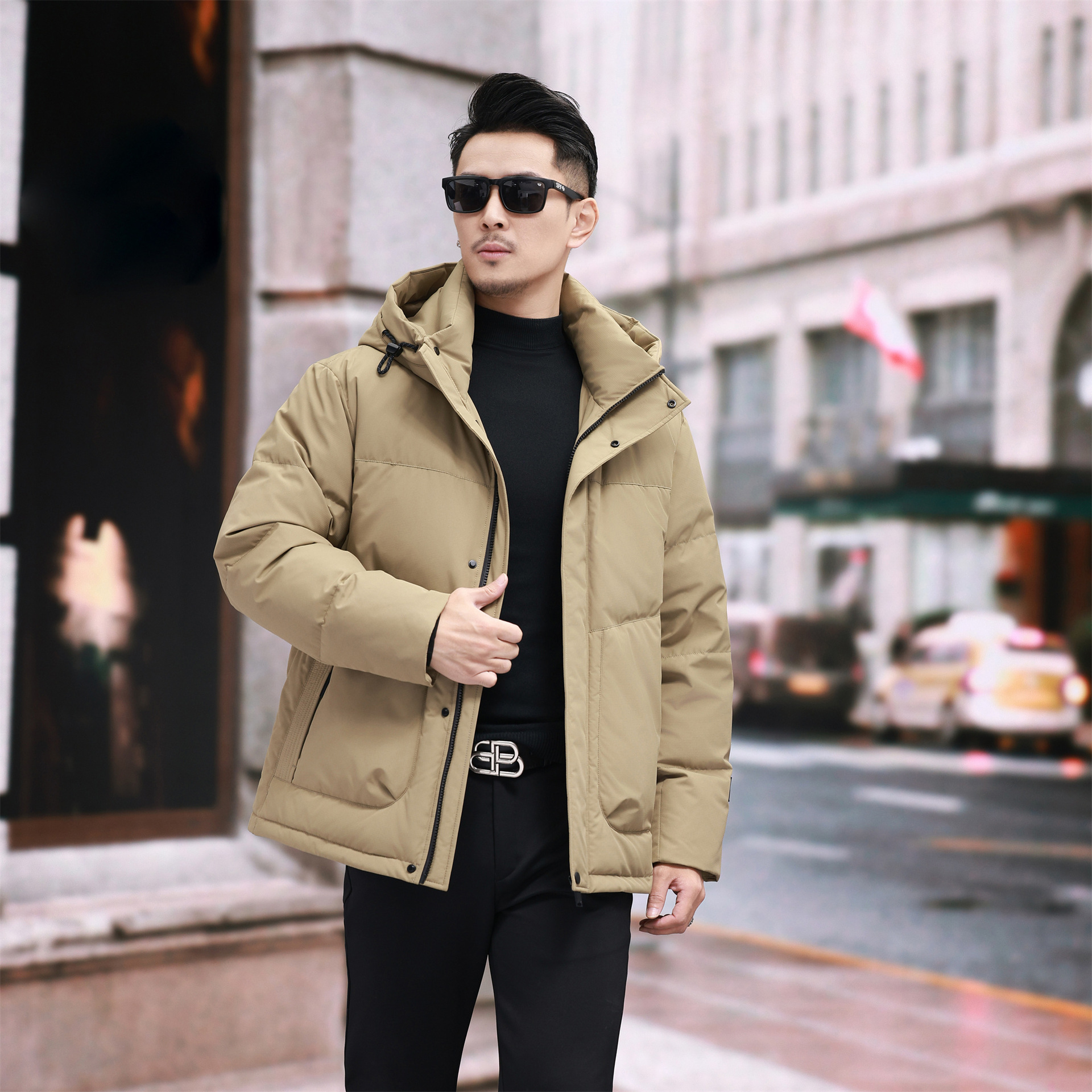 공장 직접 판매 8809 캐주얼 야외 그래핀 두꺼운 겨울 남성 다운 재킷 후드 따뜻한 재킷 내한성