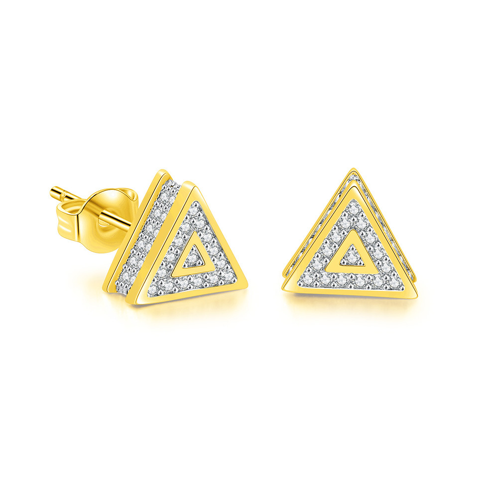 Popular Triangle Hip Hop for Men, Colorful Electroplated Full Zircon Earrings, Trendy Earrings_voghion.com