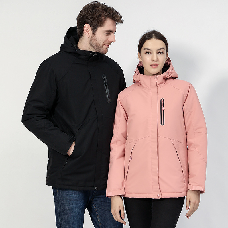 Cross-Border USB Smart Heating Fleece-Lined Jacket, Waterproof Outdoor Men's and Women's Warm Mountaineering Electric Heating Clothing