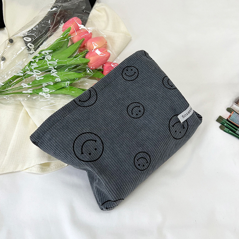 화장품 가방 코듀로이 스마일리 블루