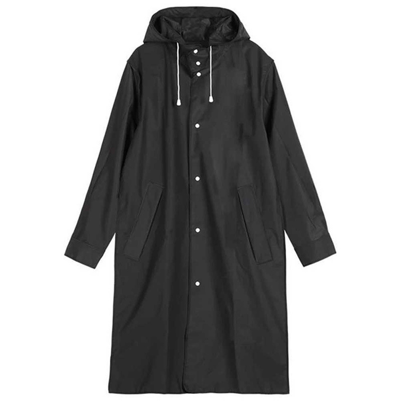 Fashion Raincoat for Men, Black Thickened Outdoor Hiking Trendy Brand Women's Rain Poncho, Thickened with Printed Logo, Student Raincoat