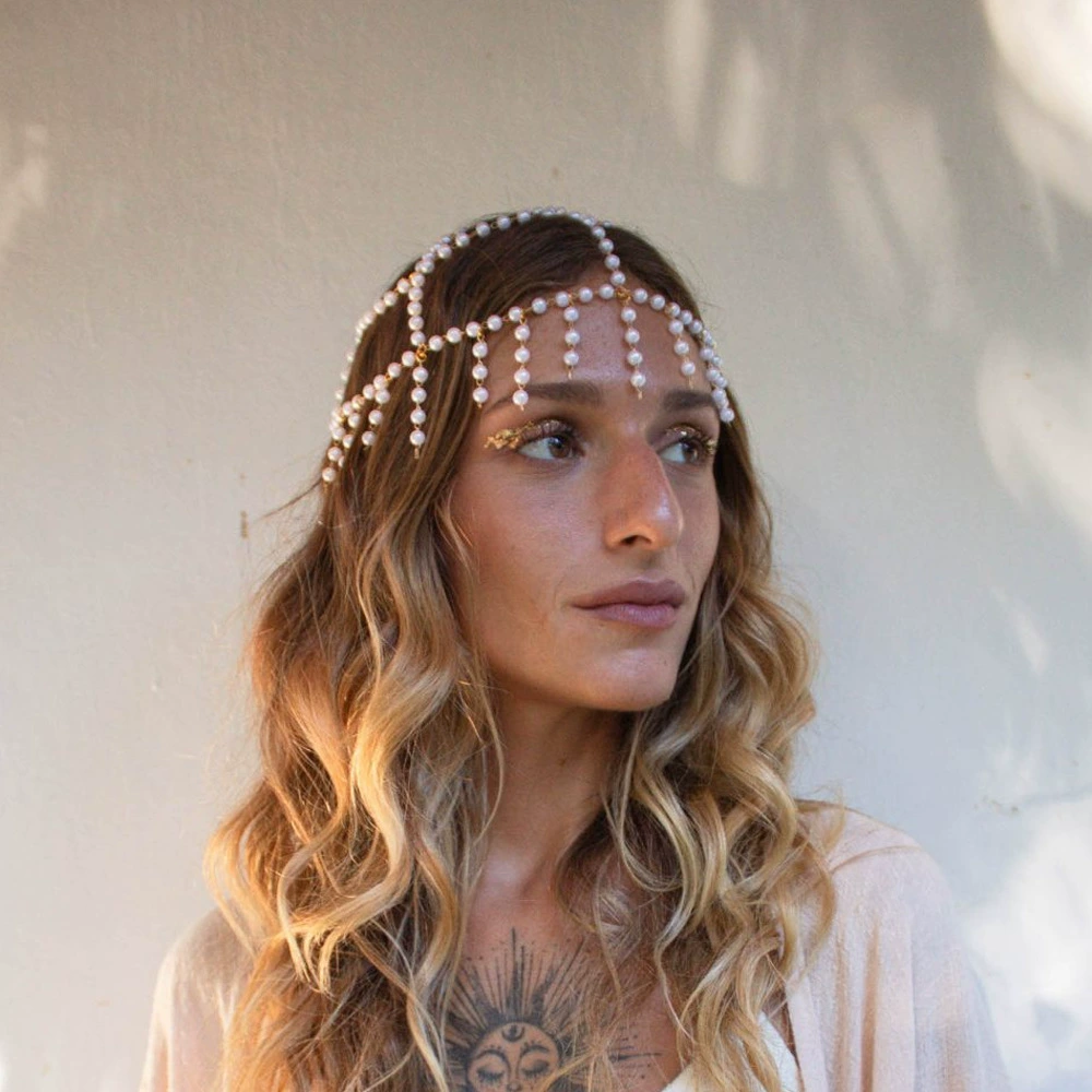 Трансграничная новая невеста свадебная жемчужная цепочка для волос