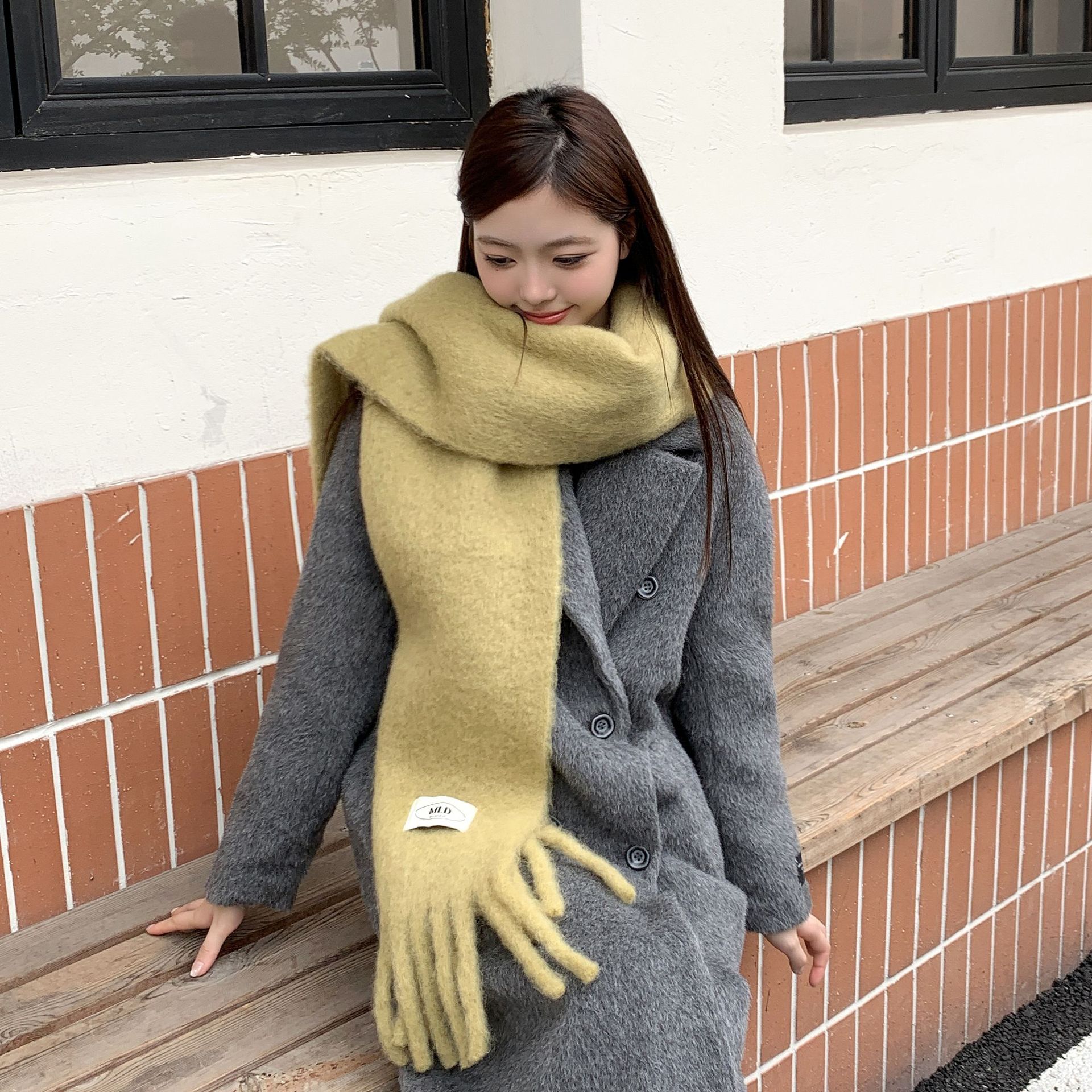 2024 nuevo bufandas de color sólido para mujeres dopamina japonesa versátil pareja de estudiantes collares de invierno grueso mantel cálido