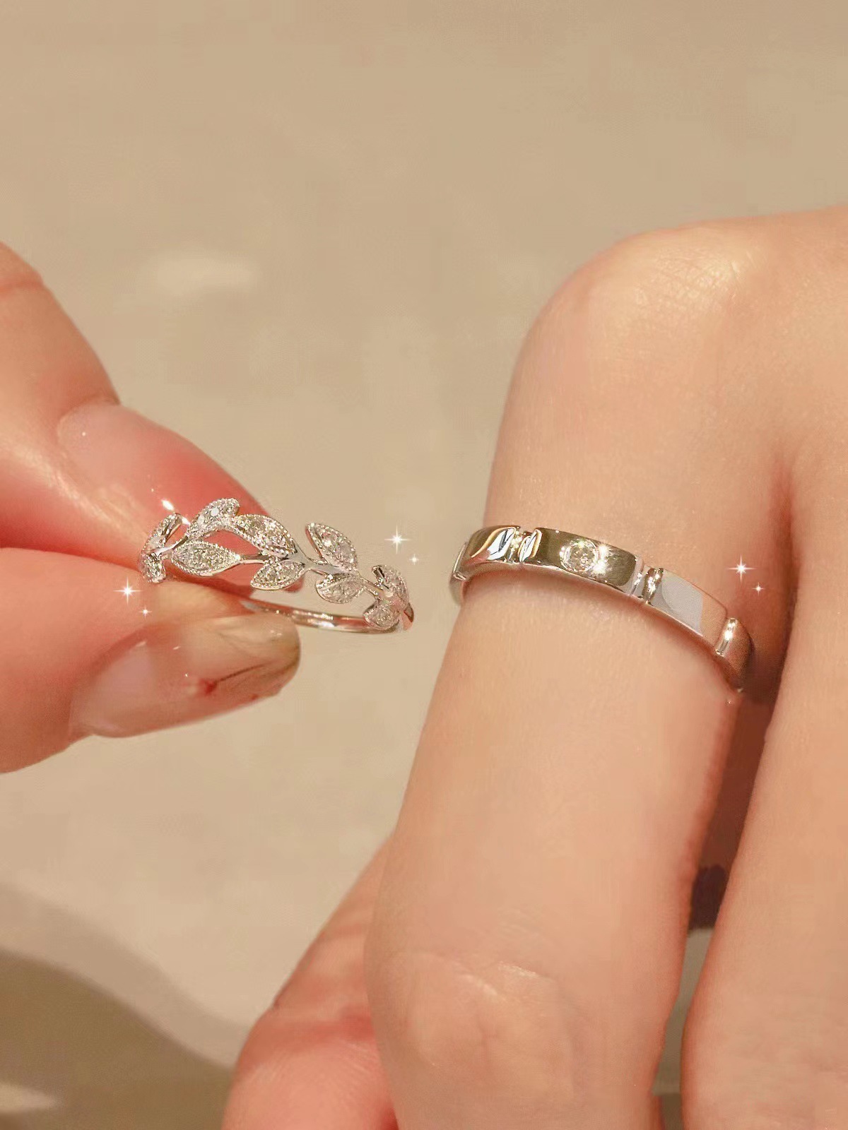 Coppia di fedi nuziali in argento Sterling con zolletta di zucchero e incontro romantico, per uomo e donna, per San Valentino_voghion.com