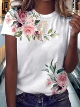 M 36414 Floral 3D Print T-Shirt ӡ������ ŷ���羳����ѷ