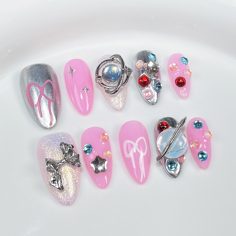 [Dyed Armor] In early autumn, European and American Barbie's Colored Aurora Phantom Wearable Handmade Fake Nail Cross-border Nail Patch