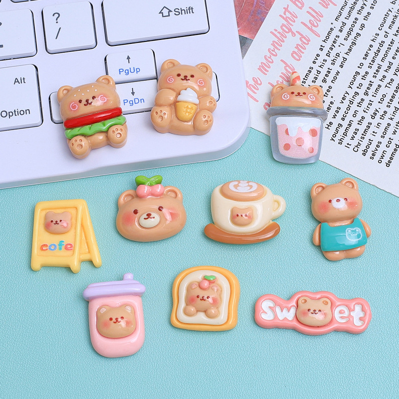 Cute Coffee Bear Cartoon Handmade DIY Jewelry Accessories Cream Glue Resin Accessories Hole Shoe Buckle Material Package Cute Coffee Bear Cartoon Handmade DIY Jewelry Accessories Cream Glue Resin Accessories Hole Shoe Buckle Material Package
