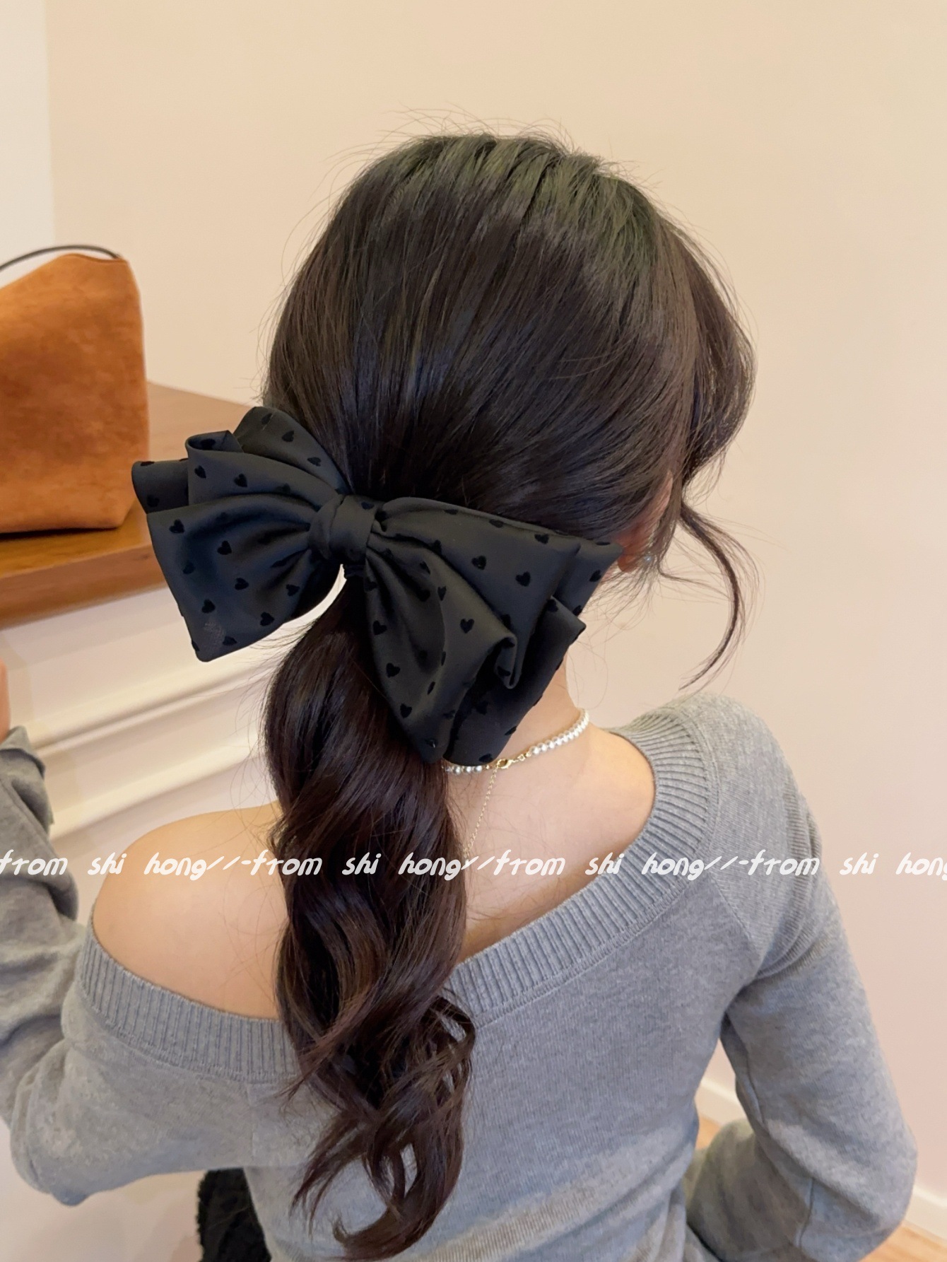 38g Weight Hair Clip Hair Accessories Type 1 Piece Quantity Daily Occasion Cloth Material Heart Shape, Bow Knot Pattern All Seasons Season Women's Gender IG Style, Sweet Style IG Style Sweet Women's Heart Shape Bow Knot Cloth Hair Clip 4