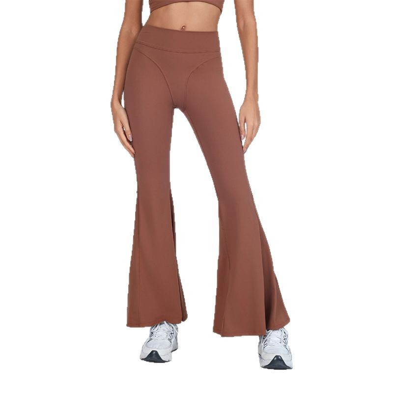 Pantalones de bocina de yoga transfronterizos de alta elasticidad, secado rápido, cintura alta, peludo de cintura alta, pantalones de entrenamiento de gimnasio